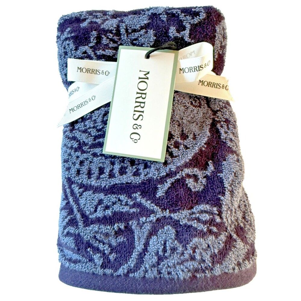 William Morris Strawberry Thief Hand Towels Set of 2 Soft Luxury 18x28" Blue